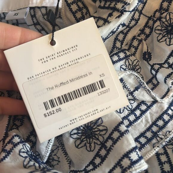 The Shirt Rochelle Behrens Smocked Ruffle Shirt Mini Dress Size XS NWT - Picture 5 of 6